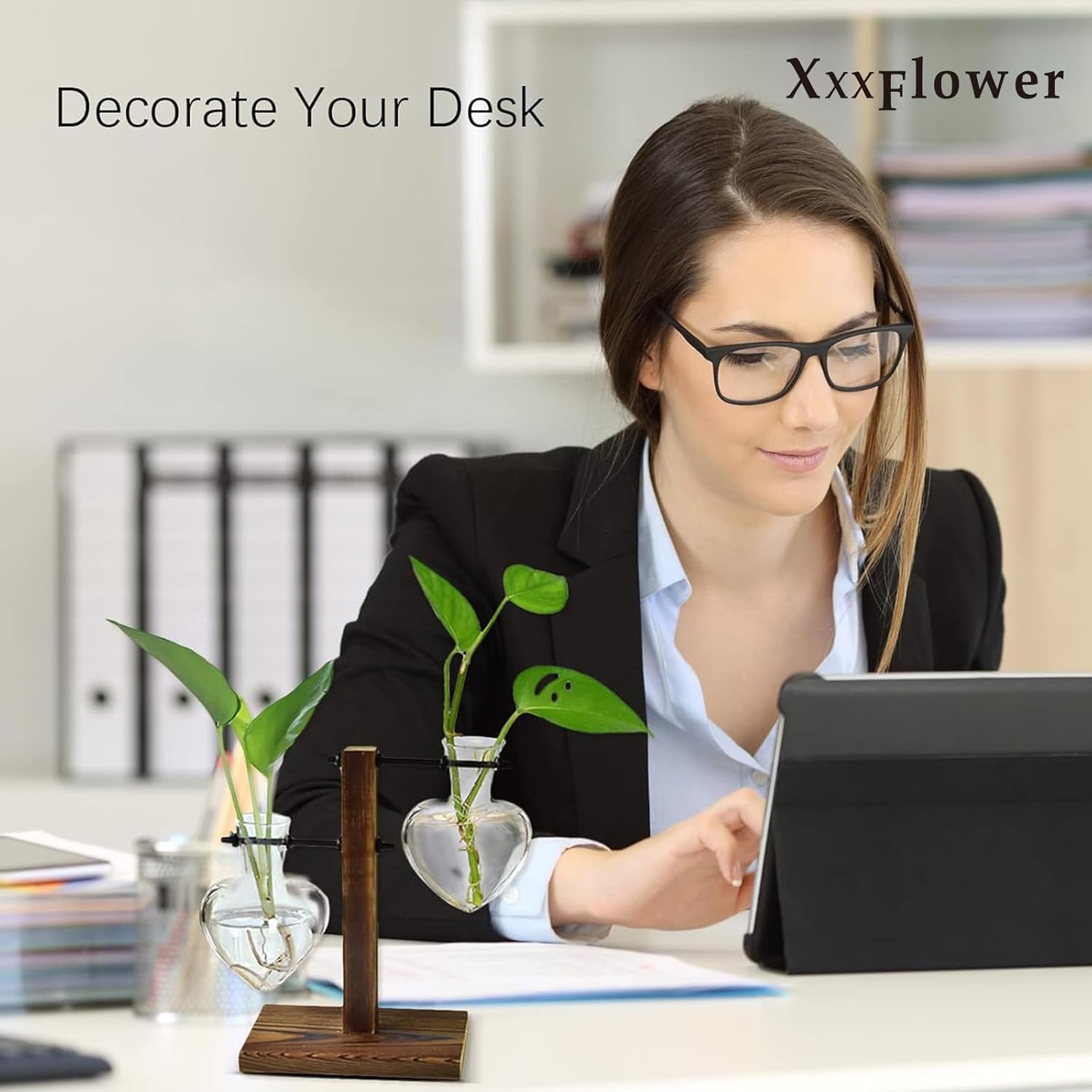 XXXFLOWER Plant Terrarium Wooden Stand