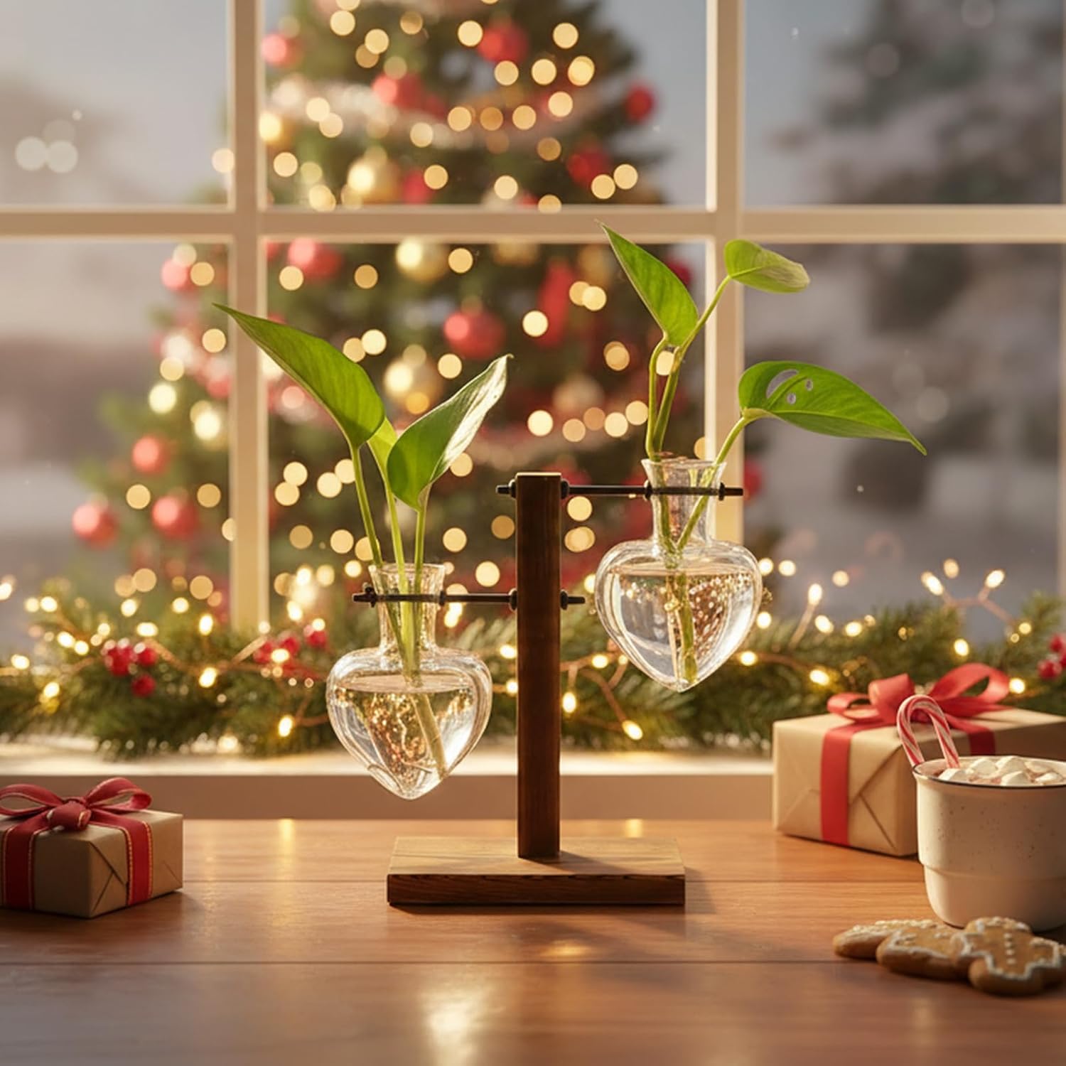 XXXFLOWER Plant Terrarium Wooden Stand